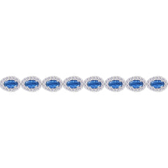 Asfour Crystal Tennis Bracelet With Turquoise Pear & Emerald Zircon In 925 Sterling Silver