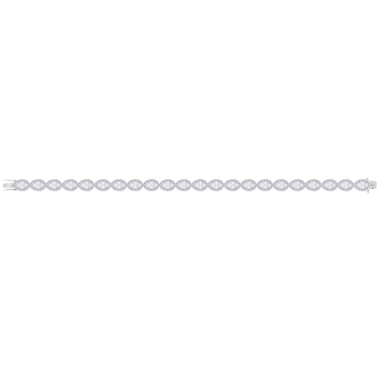 Asfour Crystal Tennis Bracelet With Oval Design In 925 Sterling Silver-BM0165