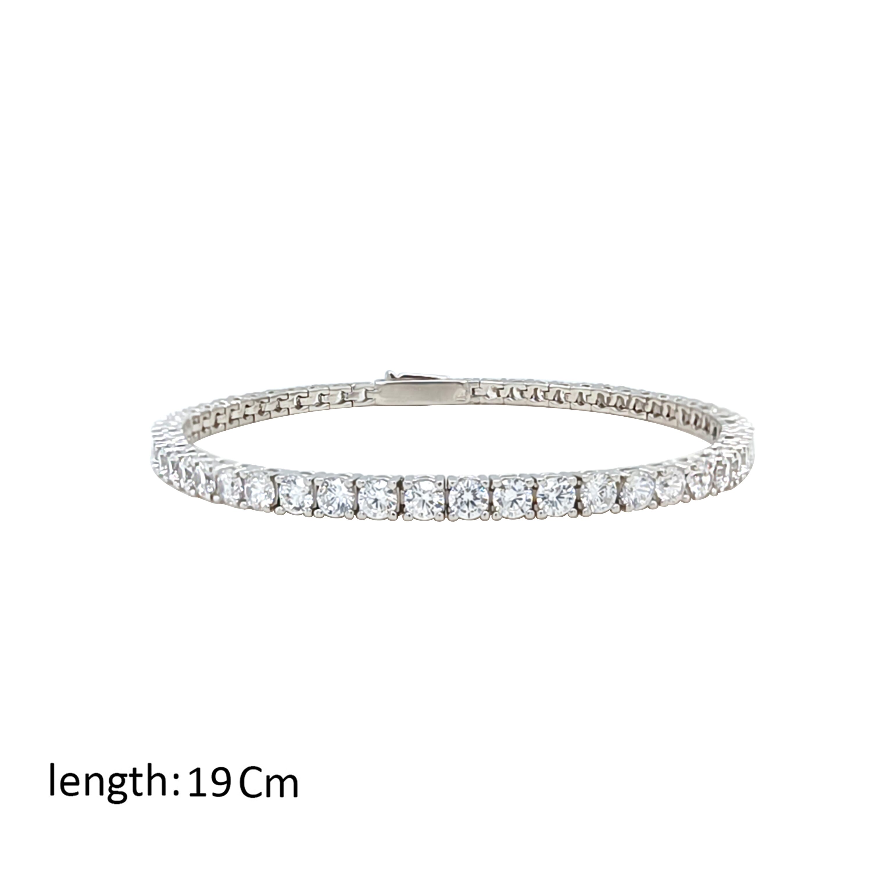 Asfour Crystal Tennis Bracelet With Round Design In 925 Sterling Silver-BM0167