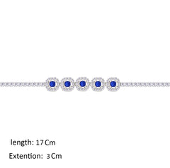 Asfour Creations Tennis Bracelet With Blue Round Design In 925 Sterling Silver – BM0168-WB