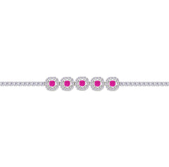 Asfour Crystal Tennis Bracelet With Turquoise Pear & Emerald Zircon In 925 Sterling Silver