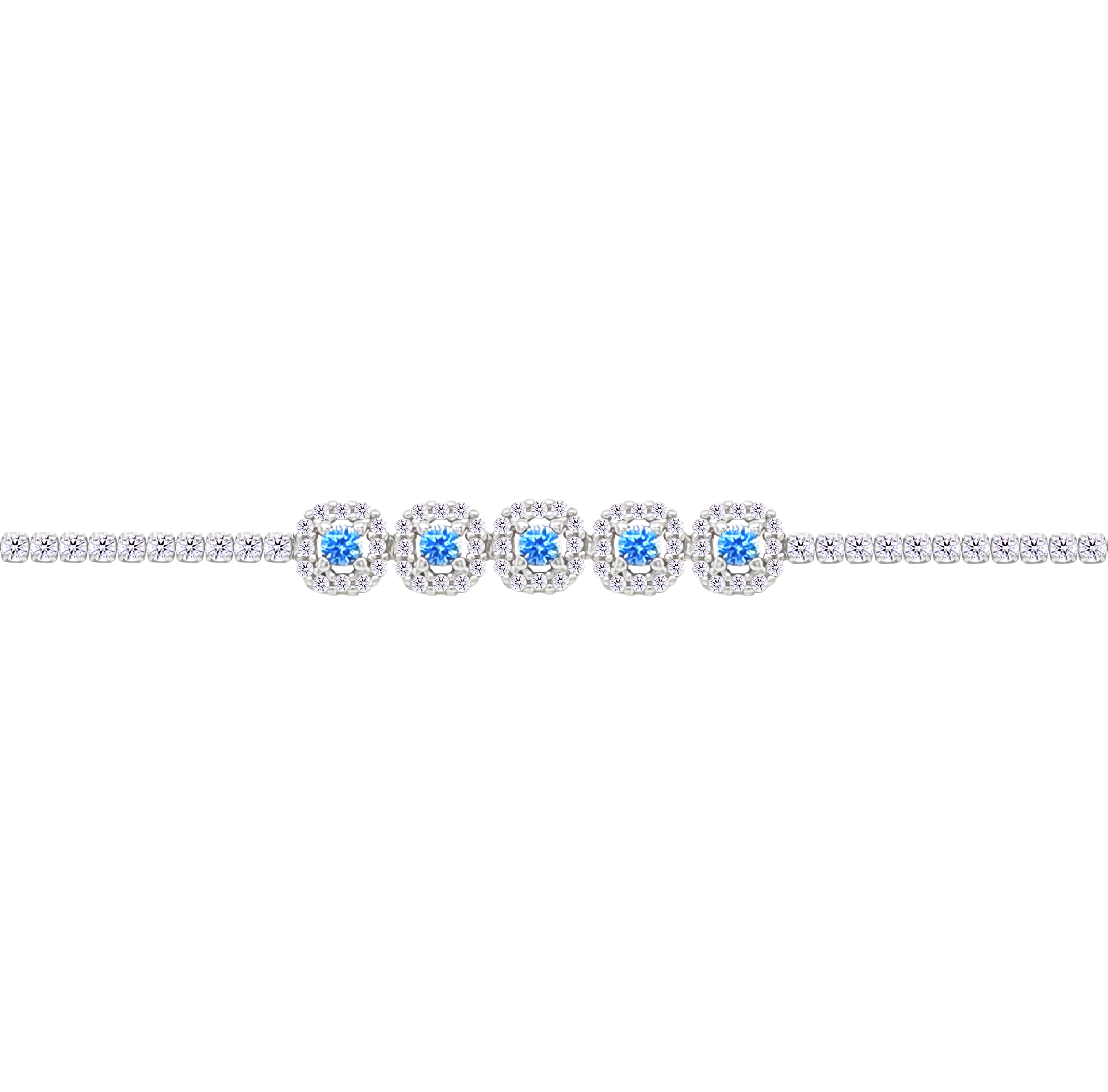 Asfour Crystal Tennis Bracelet With Turquoise Pear & Emerald Zircon In 925 Sterling Silver
