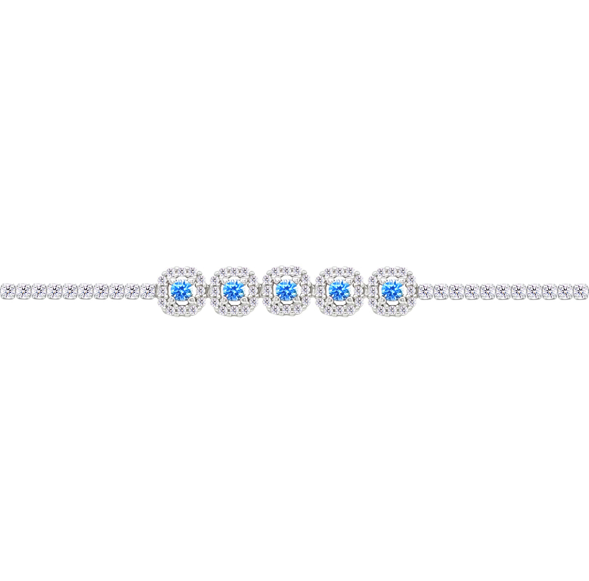 Asfour Crystal Tennis Bracelet With Turquoise Pear & Emerald Zircon In 925 Sterling Silver