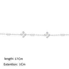 Asfour Crystal Chain Bracelet With Zircon Square Design In 925 Sterling Silver-BM0169