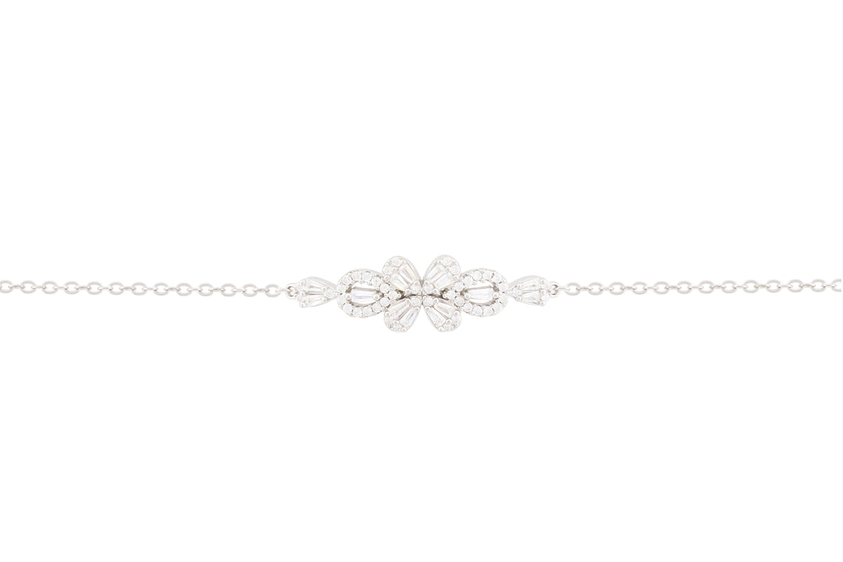 Asfour Chain Bracelet With Decorative Flower Design In 925 Sterling Silver BR0492