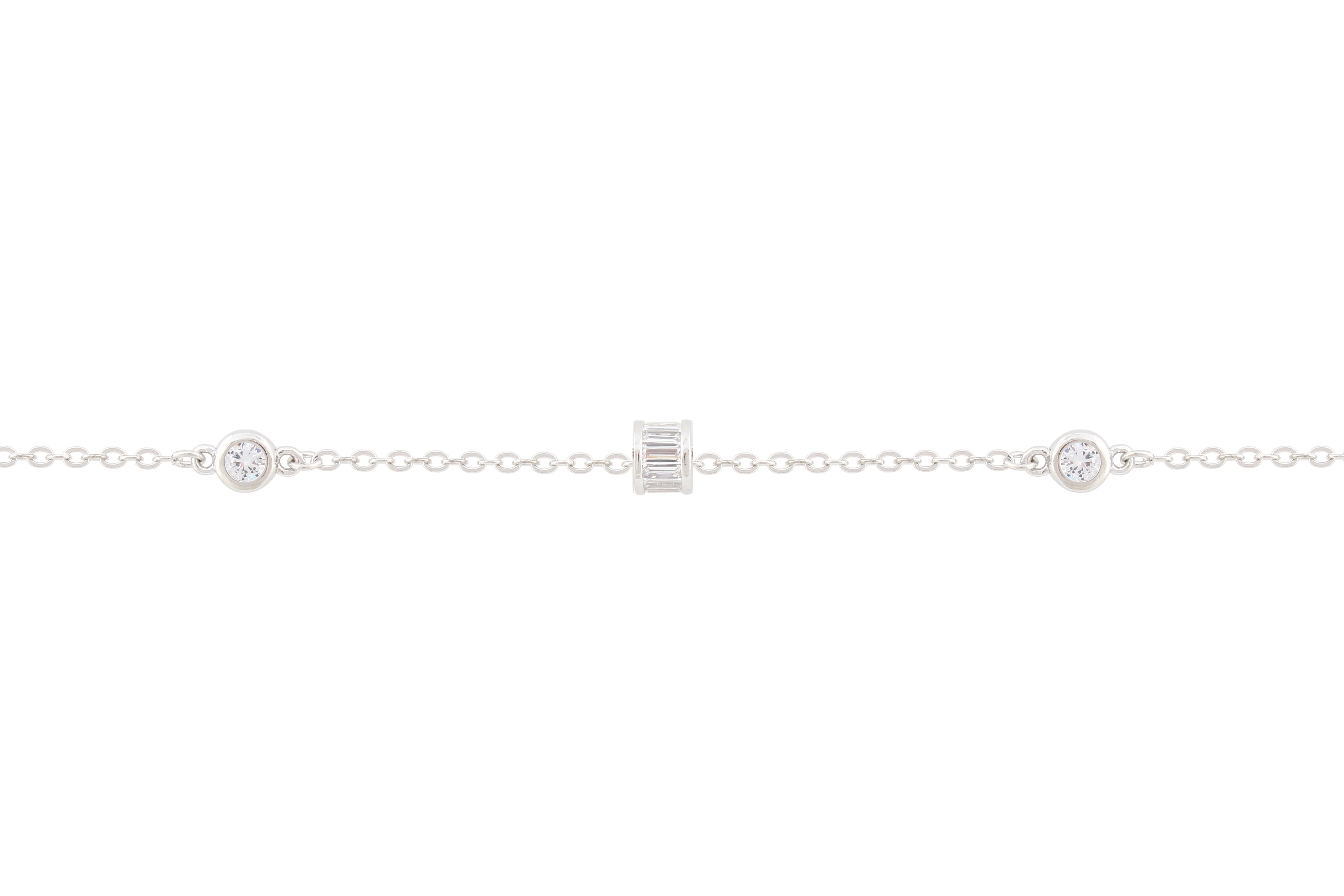 Asfour Chain Bracelet Inlaid With Zircon Stones In 925 Sterling Silver BR0506