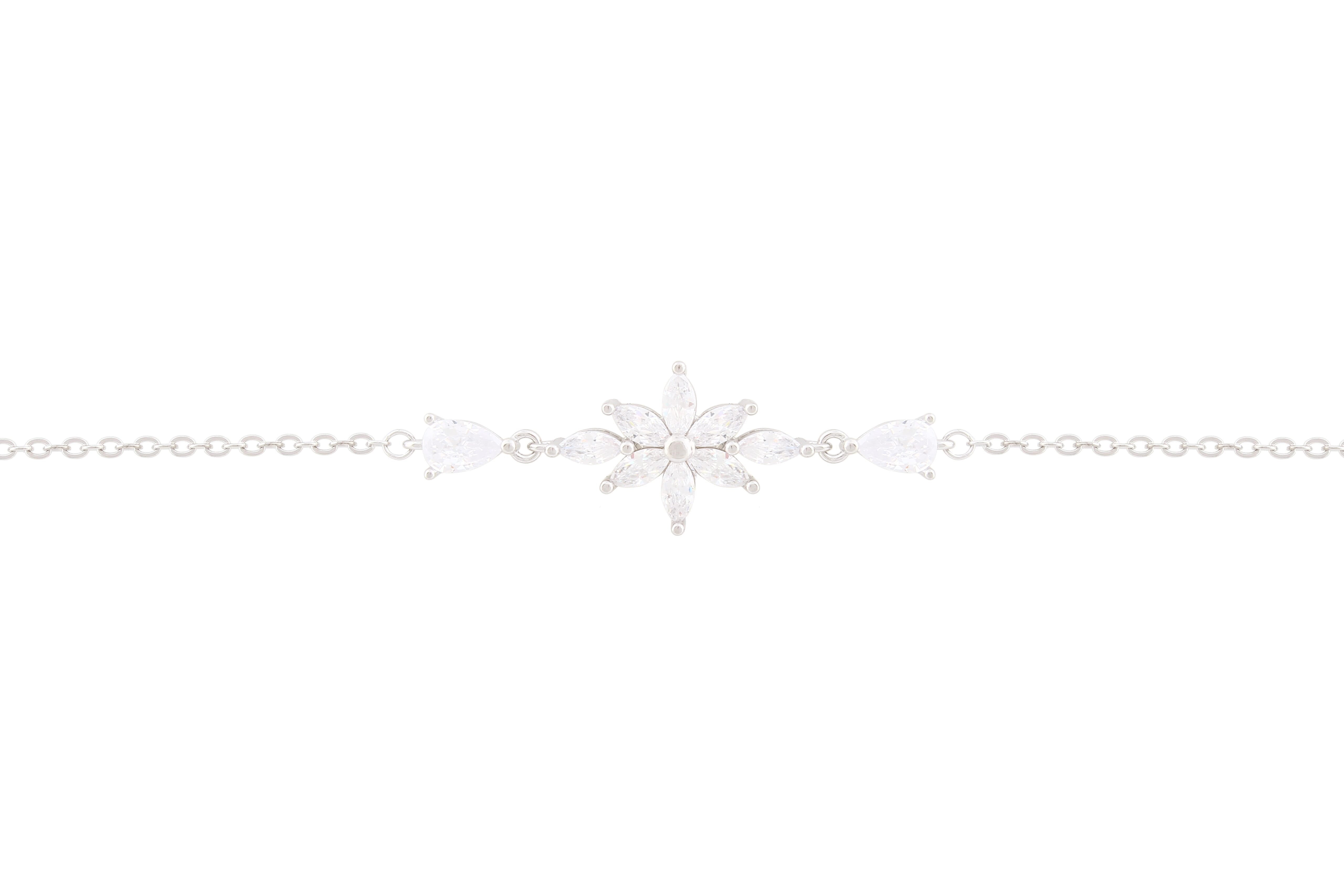 Asfour Chain Bracelet With Flower Design In 925 Sterling Silver BR0512