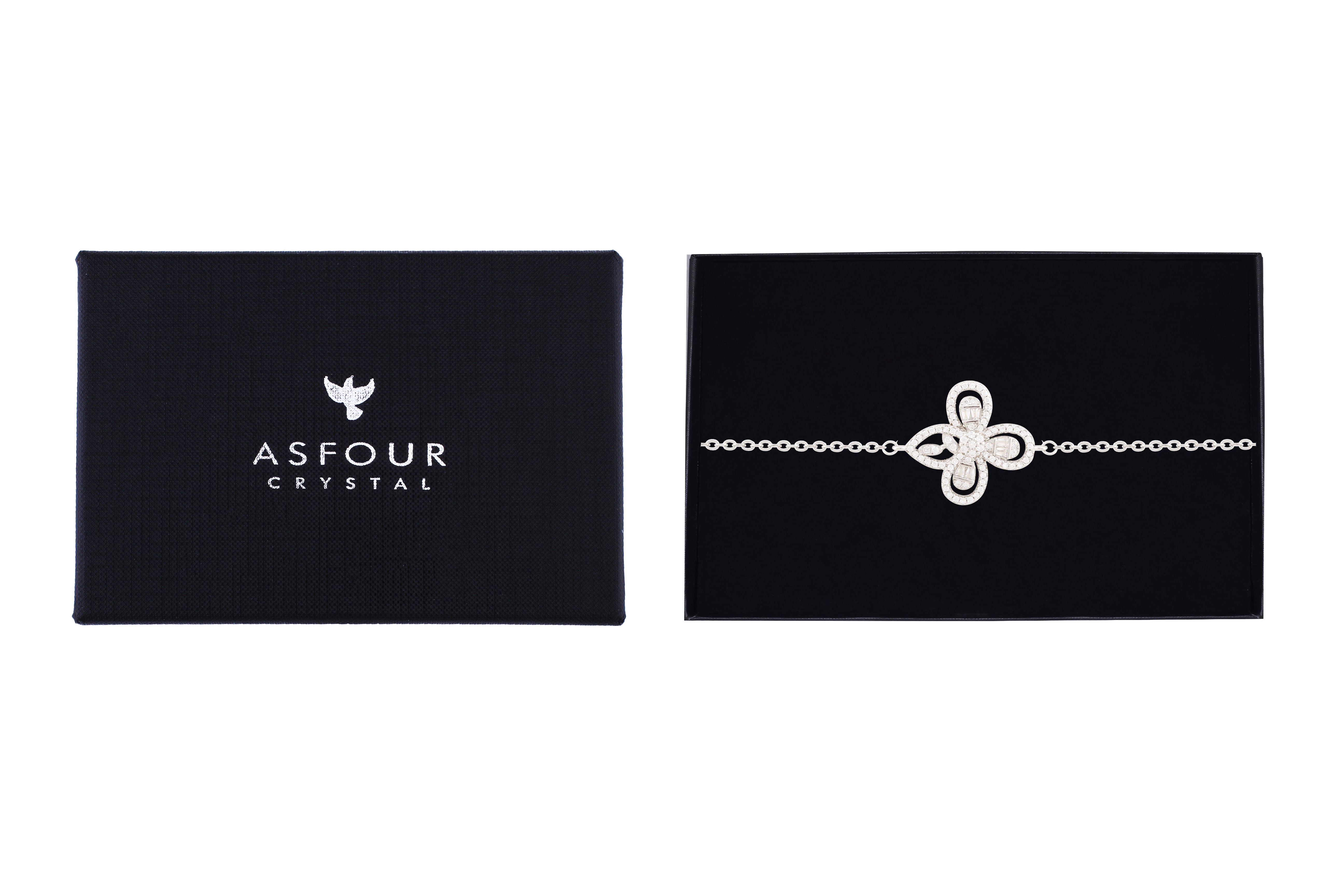 Asfour Chain Bracelet With Flower Design In 925 Sterling Silver BR0520