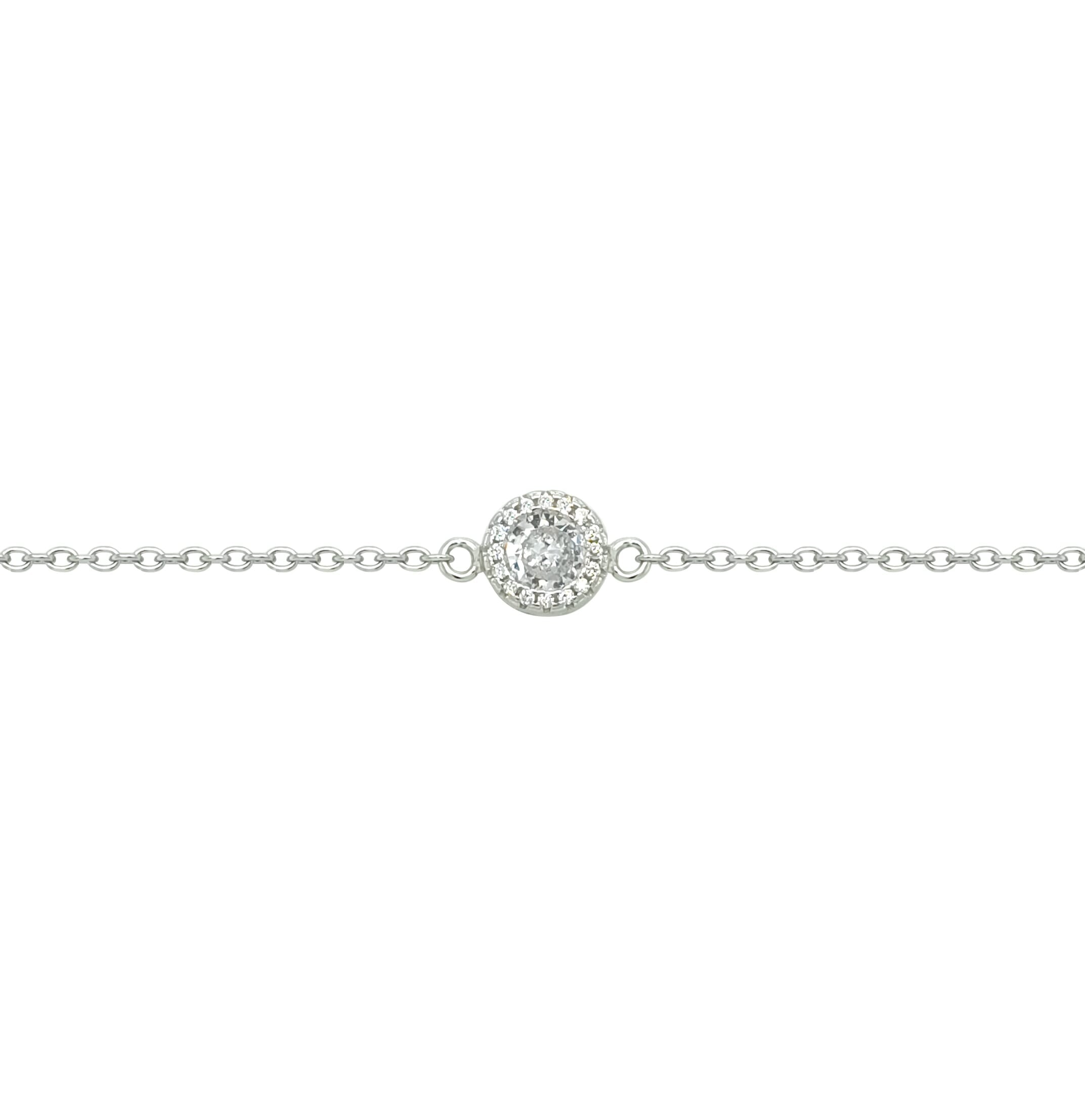 Asfour Crystal Chain Bracelet With Round Zircon Design In 925 Sterling Silver-BR0570