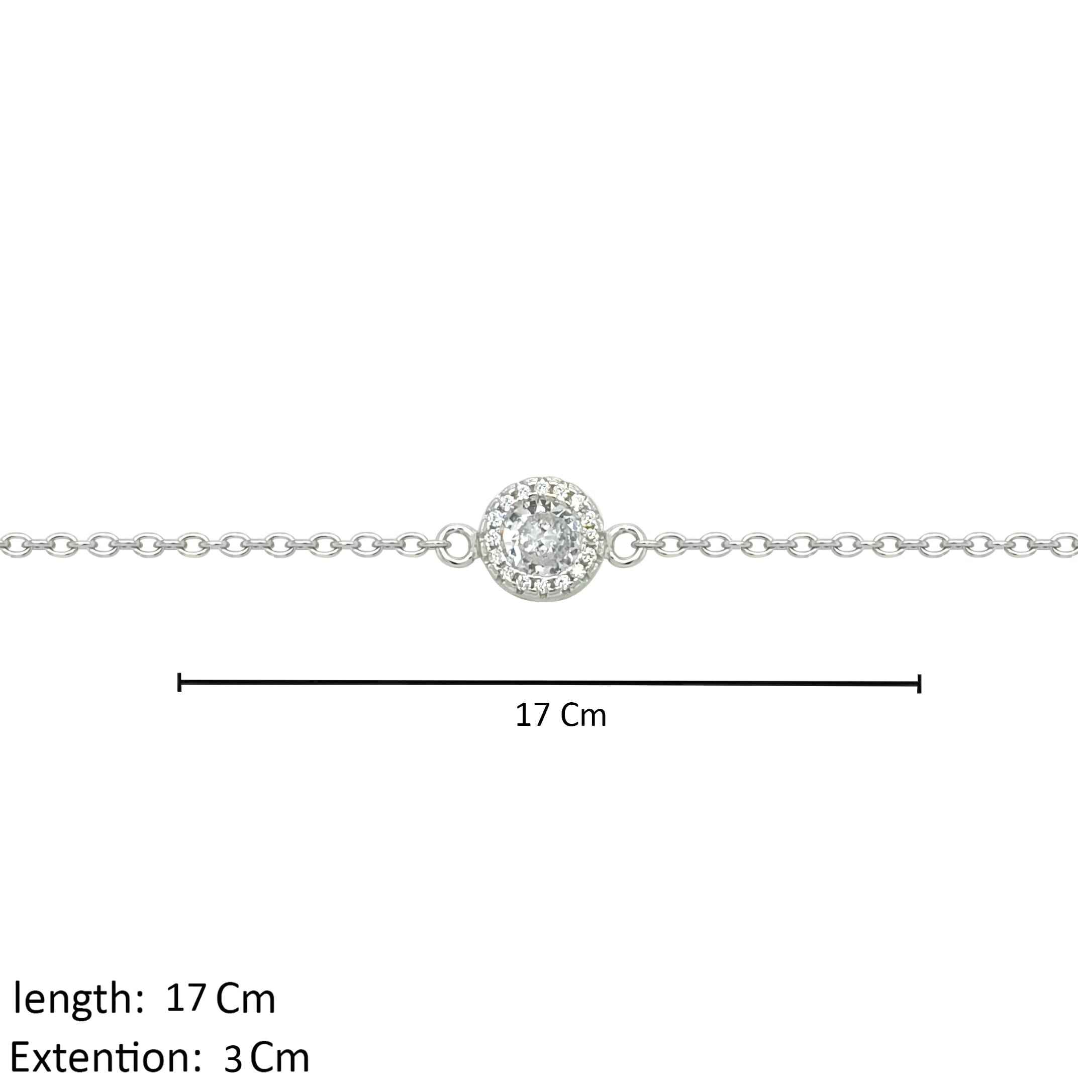 Asfour Crystal Chain Bracelet With Round Zircon Design In 925 Sterling Silver-BR0570