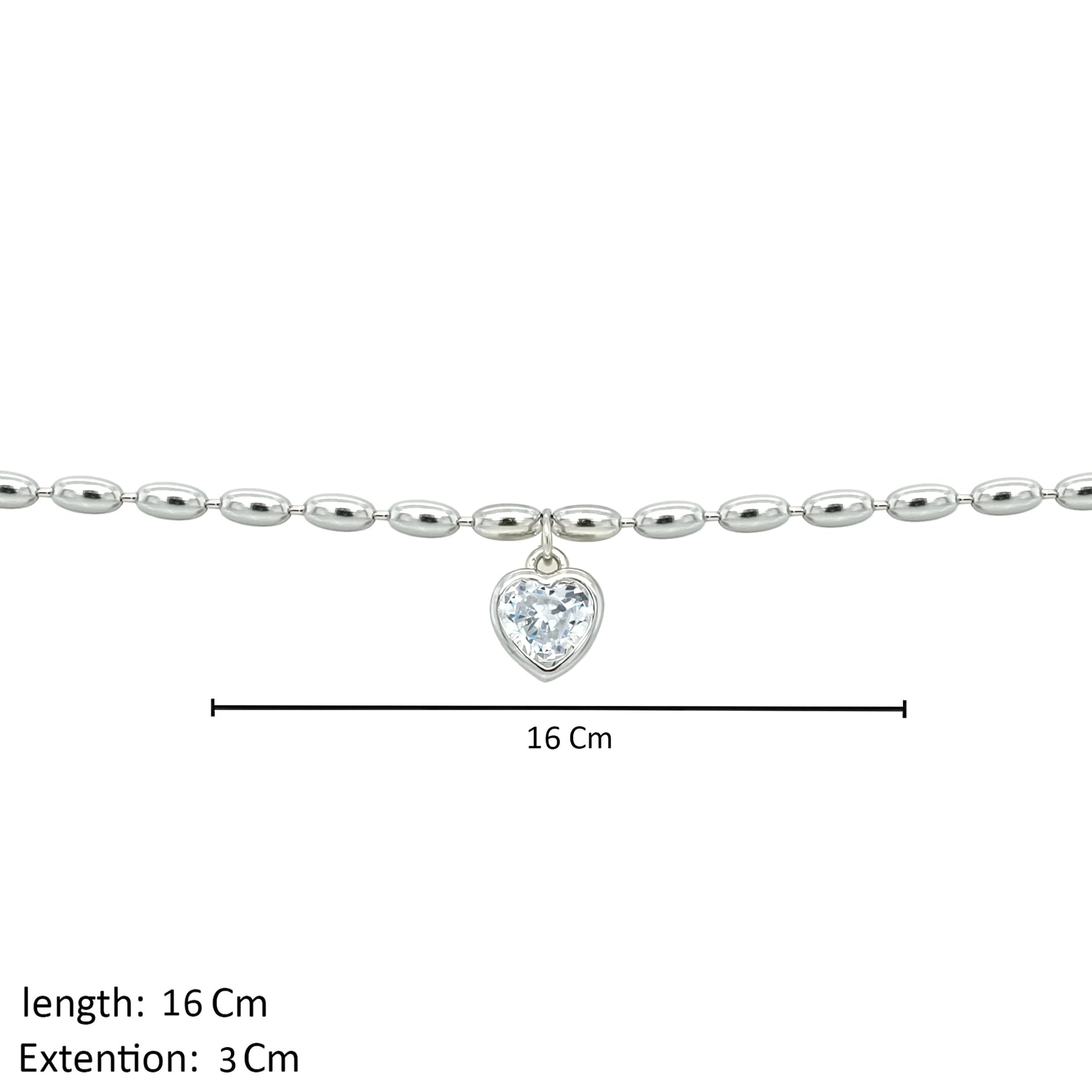 Asfour Crystal Fashion Delicate Bracelet With Heart Design In 925 Sterling Silver-BR0572