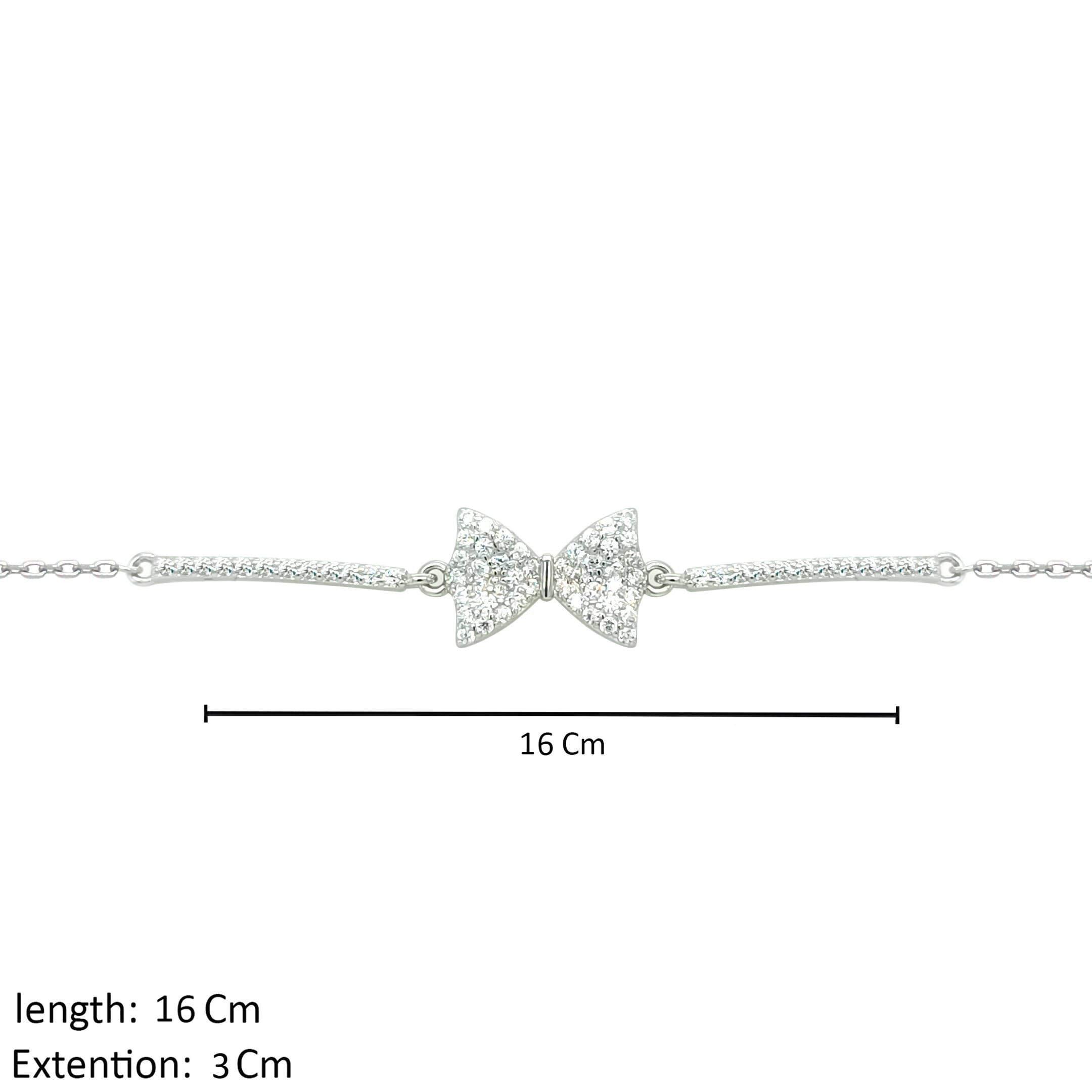 Asfour Crystal Chain Bracelet With Decorative Bow Design In 925 Sterling Silver-BR0573