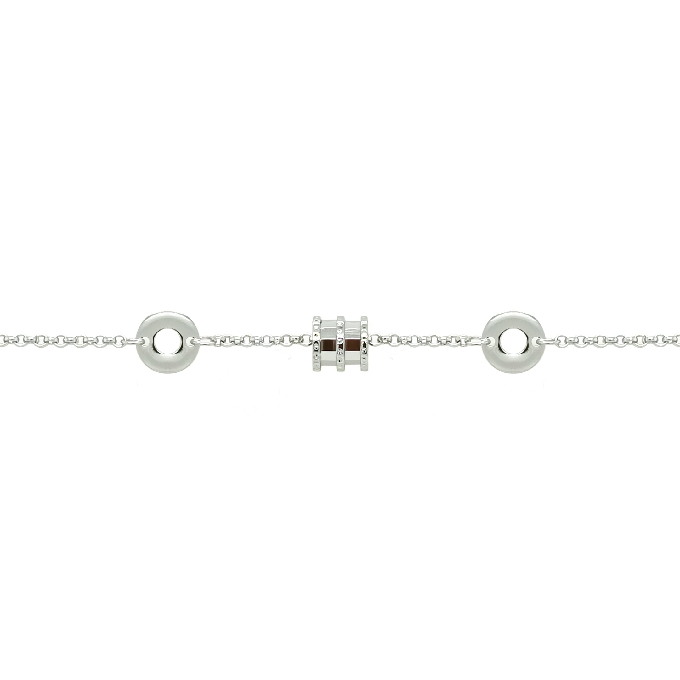 Asfour Crystal Chain Bracelet With Decorative Barrel Design In 925 Sterling Silver-BR0575