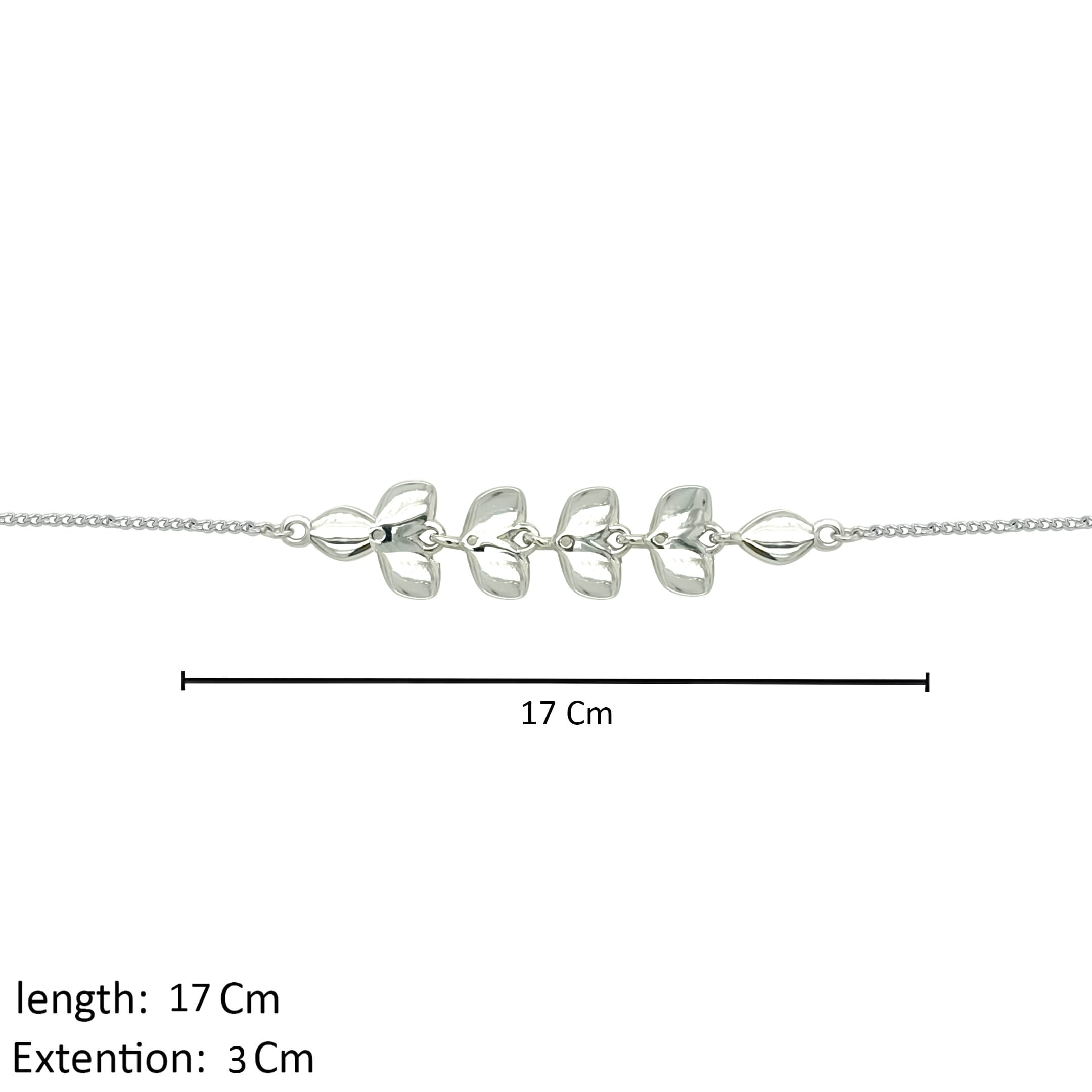 Asfour Crystal Chain Bracelet With Leaves Design In 925 Sterling Silver-BR0579