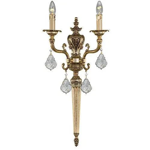 Brass - 2 Bulbs - Gold Oxide - Pendeloque Clear