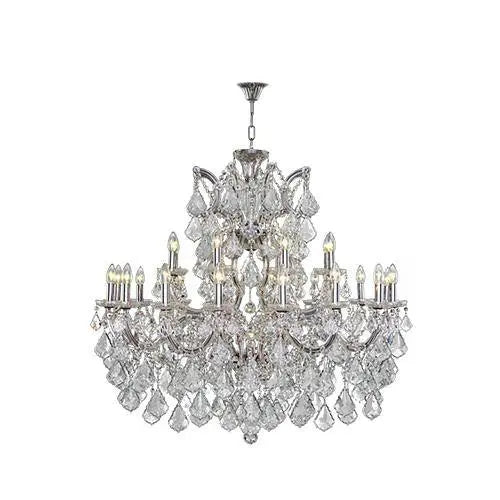 Asfour Crystal - Maria Theresa Chandelier - 25 Bulbs - Chrome - Pendeloque Clear