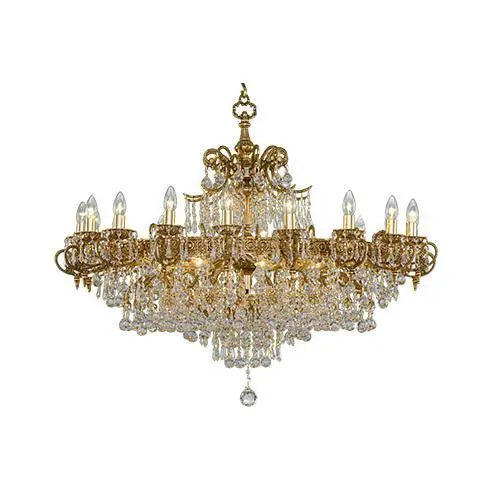 Asfour Crystal - Royal Chandelier - 28 Bulbs - Gold Oxide - Ball Clear