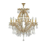 Asfour Crystal - Maria Theresa Chandelier - 13 Bulbs - Gold - Pendeloque Clear