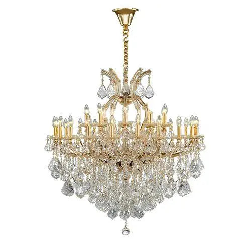 Asfour Crystal - Maria Theresa Chandelier - 30 Bulbs - Gold - Pendeloque Clear