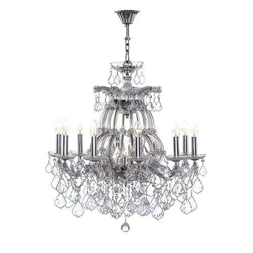 Asfour Crystal - Maria Theresa Chandelier - 11 Bulbs - Chrome - Pendeloque Clear