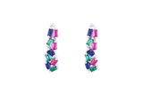 Asfour Crystal Clips Earrings With Multi Color Baguette Stones In 925 Sterling Silver ED0013-K
