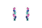 Asfour Crystal Clips Earrings With Multi Color Zircon Stones In 925 Sterling Silver ED0014-K
