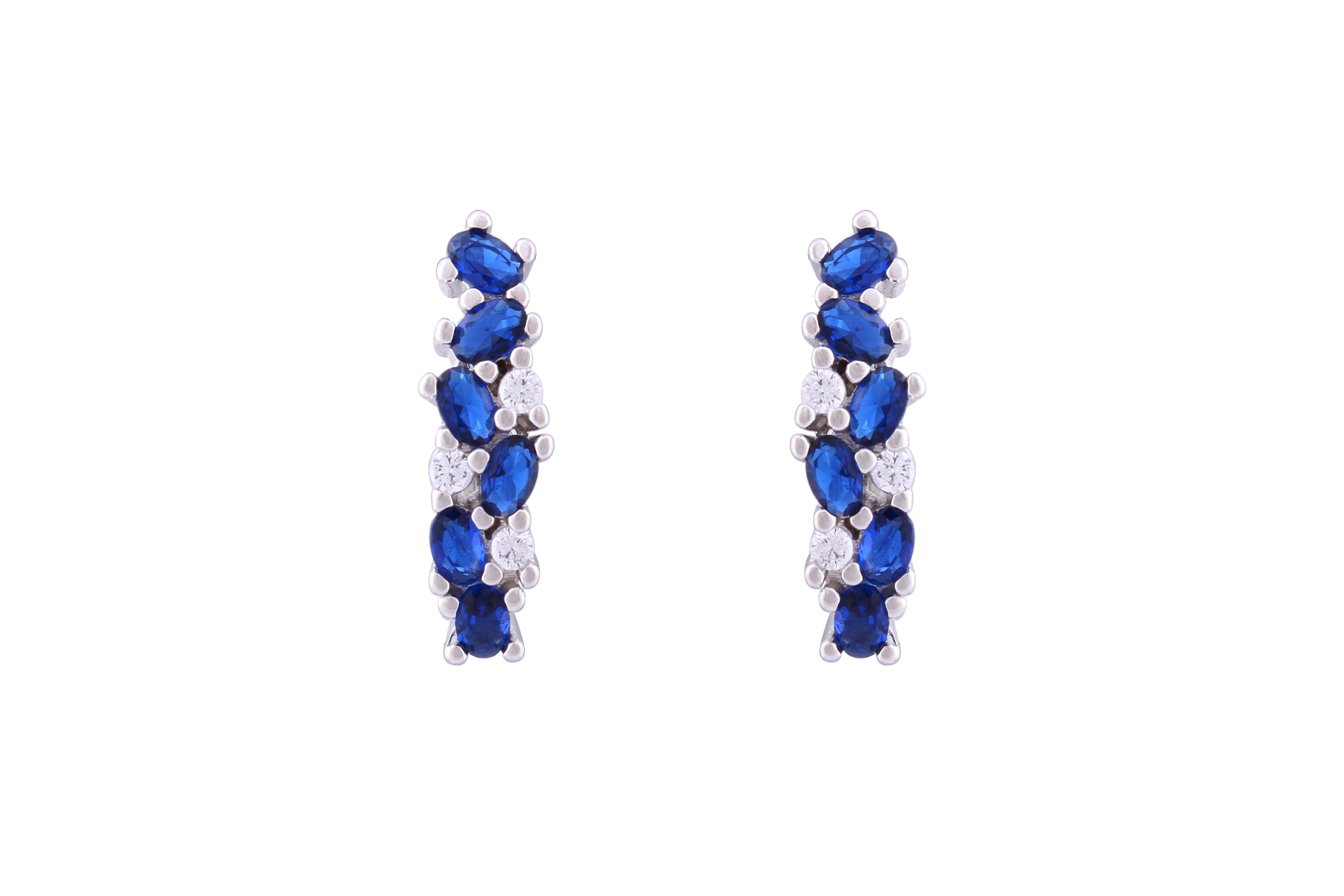 Asfour Crystal Clips Earrings With Blue Zircon Stones In 925 Sterling Silver ED0014-WB