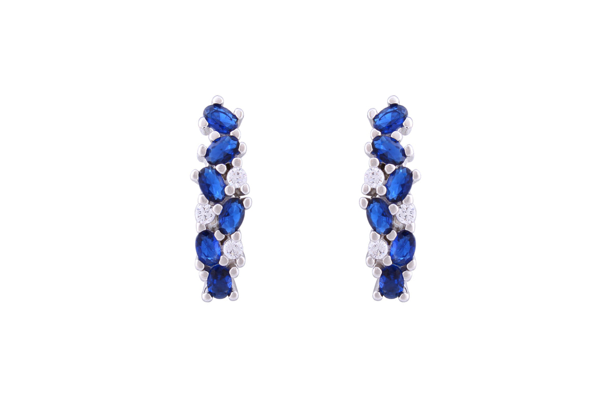 Asfour Crystal Clips Earrings With Blue Zircon Stones In 925 Sterling Silver ED0014-WB