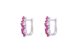 Asfour Crystal Clips Earrings With Fuchsia Zircon Stones In 925 Sterling Silver ED0014-WF