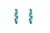 Asfour Crystal Clips Earrings With Emerald Zircon Stones In 925 Sterling Silver ED0014-WG