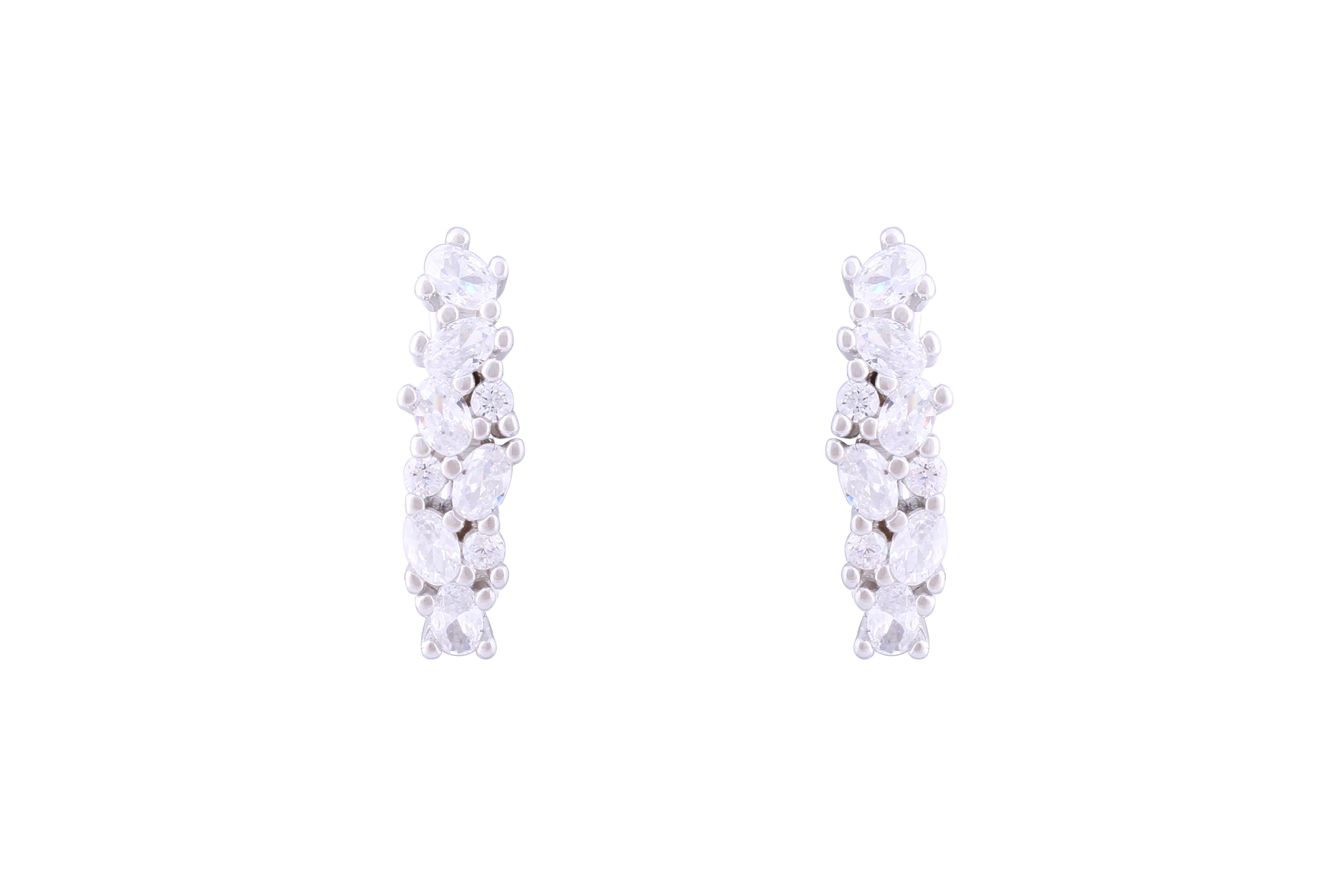 Asfour Crystal Clips Earrings Inlaid With Zircon Stones In 925 Sterling Silver ED0014-W