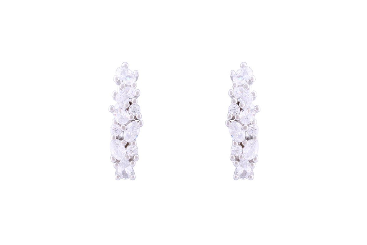 Asfour Crystal Clips Earrings Inlaid With Zircon Stones In 925 Sterling Silver ED0014-W