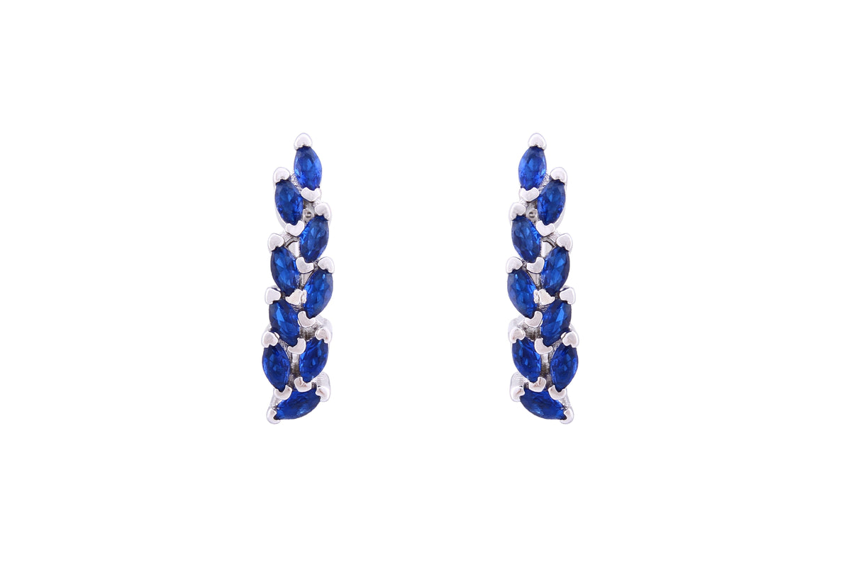 Asfour Crystal Clips Earrings With Blue Marquise Zircon Stones In 925 Sterling Sillver ED0015-B