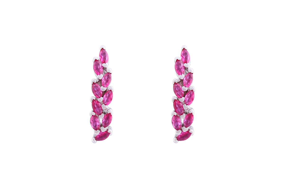 Asfour Crystal Clips Earrings With Fuchsia Marquise Zircon Stones In 925 Sterling Sillver ED0015-F