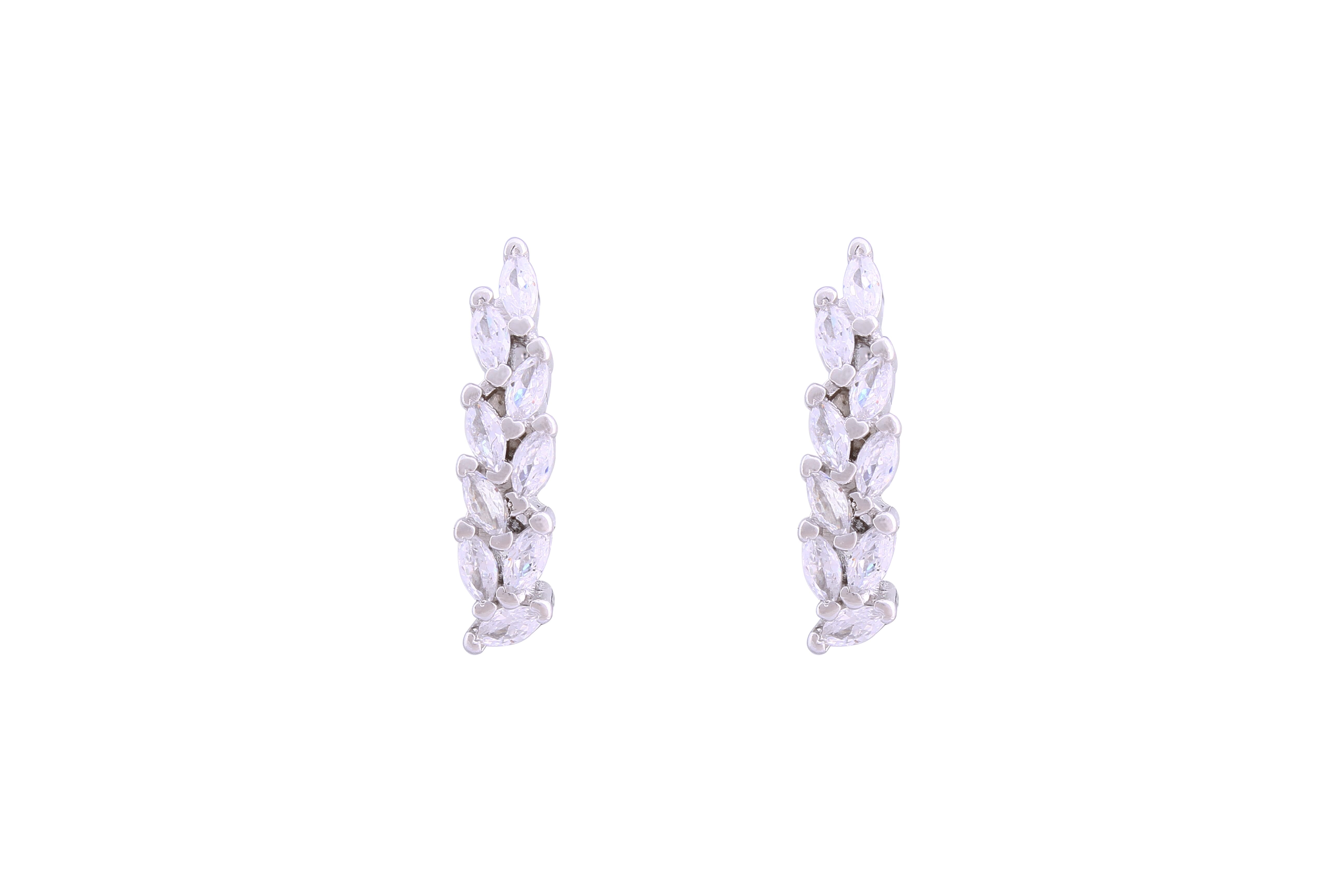 Asfour Crystal Clips Earrings With Marquise Cut Zircon Stones In 925 Sterling Sillver ED0015-W