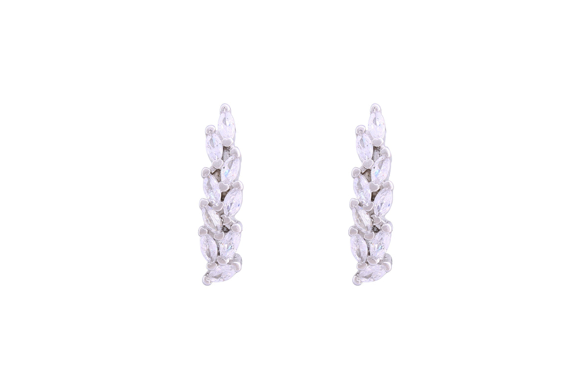 Asfour Crystal Clips Earrings With Marquise Cut Zircon Stones In 925 Sterling Sillver ED0015-W