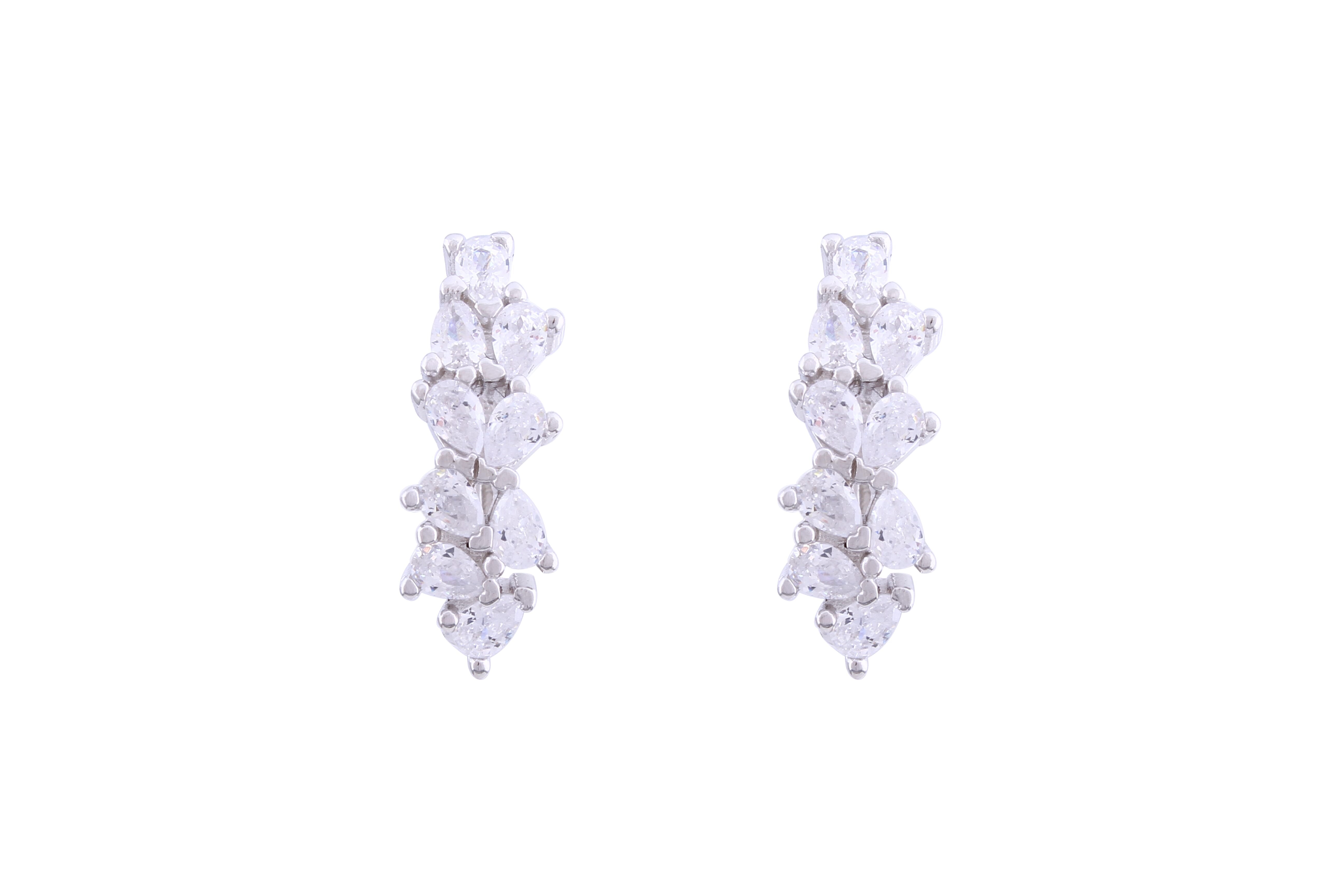 Asfour Crystal Clip Earrings Inlaid With Pear Cut Zircon Stones In 925 Sterling Silver ED0016-W