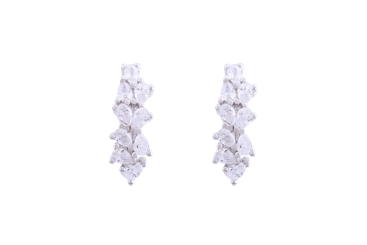 Asfour Crystal Clip Earrings Inlaid With Pear Cut Zircon Stones In 925 Sterling Silver ED0016-W