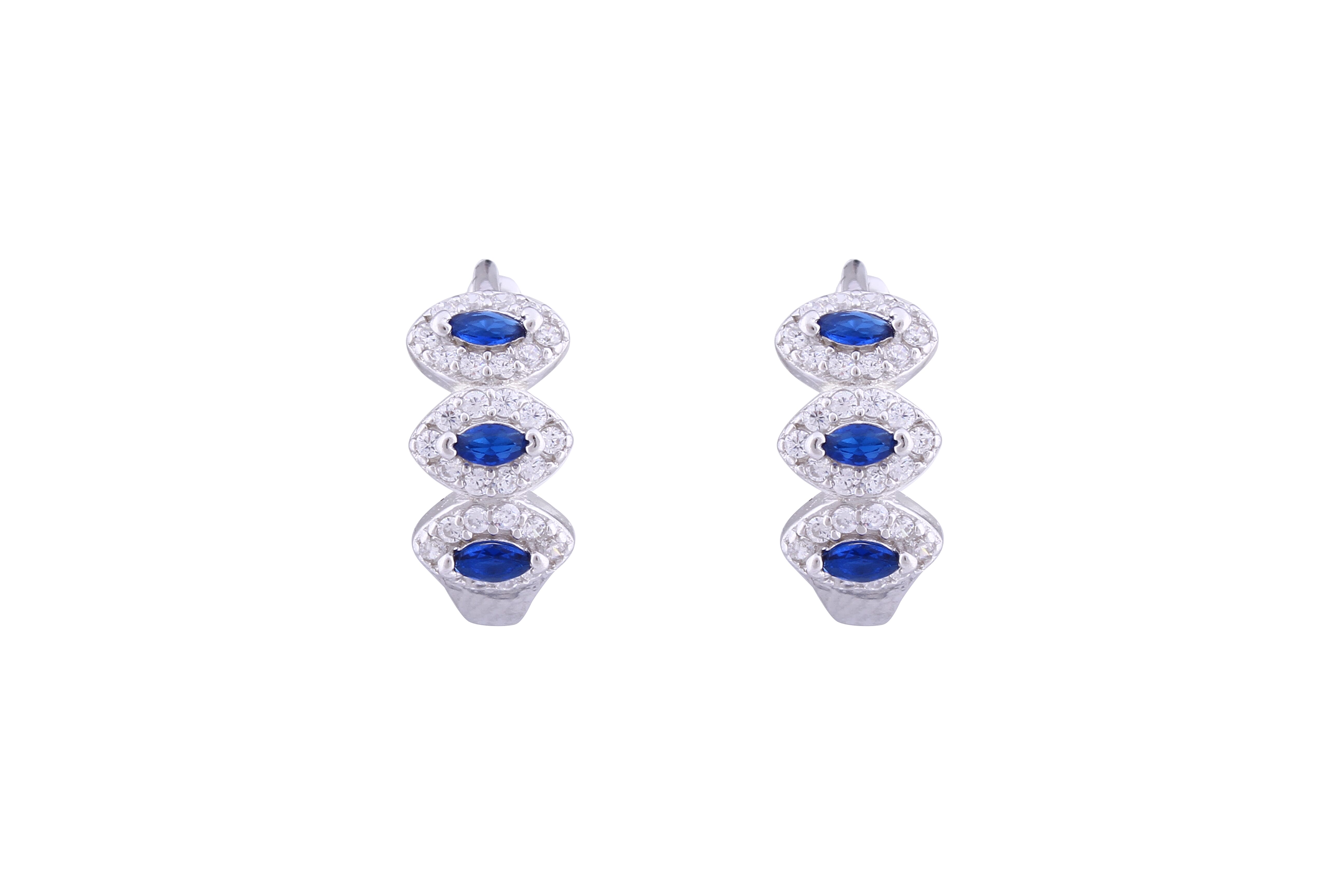 Asfour Crystal Haggie Earrings With Blue Zircon Stones In 925 Sterling Sillver ED0017-WB