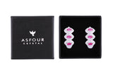 Asfour Crystal Haggie Earrings With Fuchsia Zircon Stones In 925 Sterling Sillver ED0017-WF