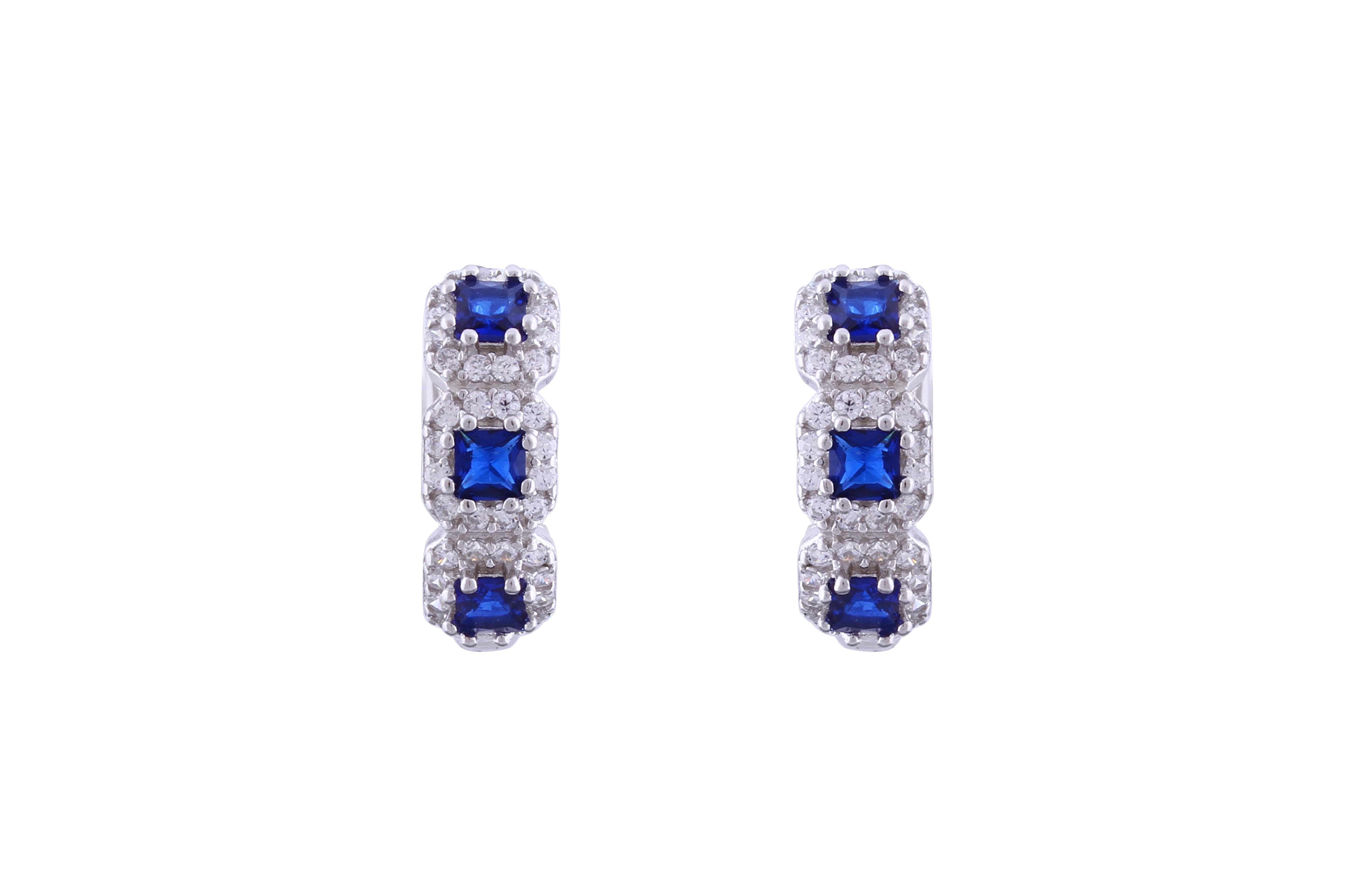 Asfour Crystal Haggie Earrings Inlaid With Blue Zircon Stones In 925 Sterling Silver ED0018-WB