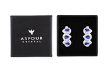 Asfour Crystal Haggie Earrings With Blue Pear Zircon Stones In 925 Sterling Silver ED0019-WB