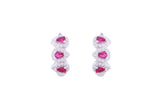 Asfour Crystal Haggie Earrings With Fuchsia Pear Zircon Stones In 925 Sterling Silver ED0019-WF