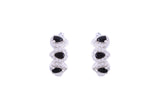 Asfour Crystal Haggie Earrings With Black Pear Zircon Stones In 925 Sterling Silver ED0019-WP