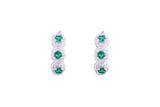 Asfour Crystal Haggie Earrings With Emerald Round Zircon Stones In 925 Sterling Silver ED0020-WG