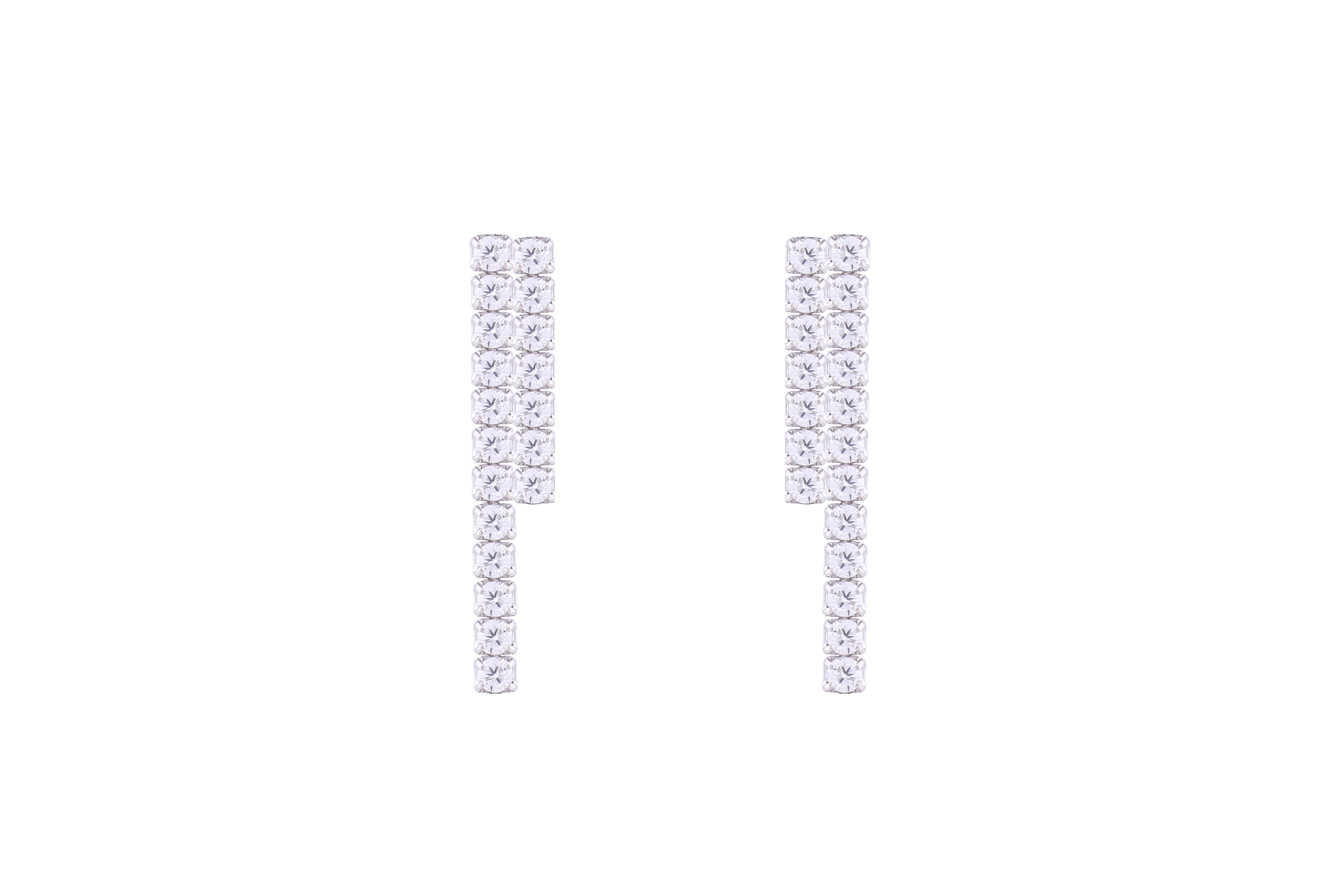 Asfour Crystal Stud Iinear Earrings Inlaid With Zircon In 925 Sterling Silver ED0022