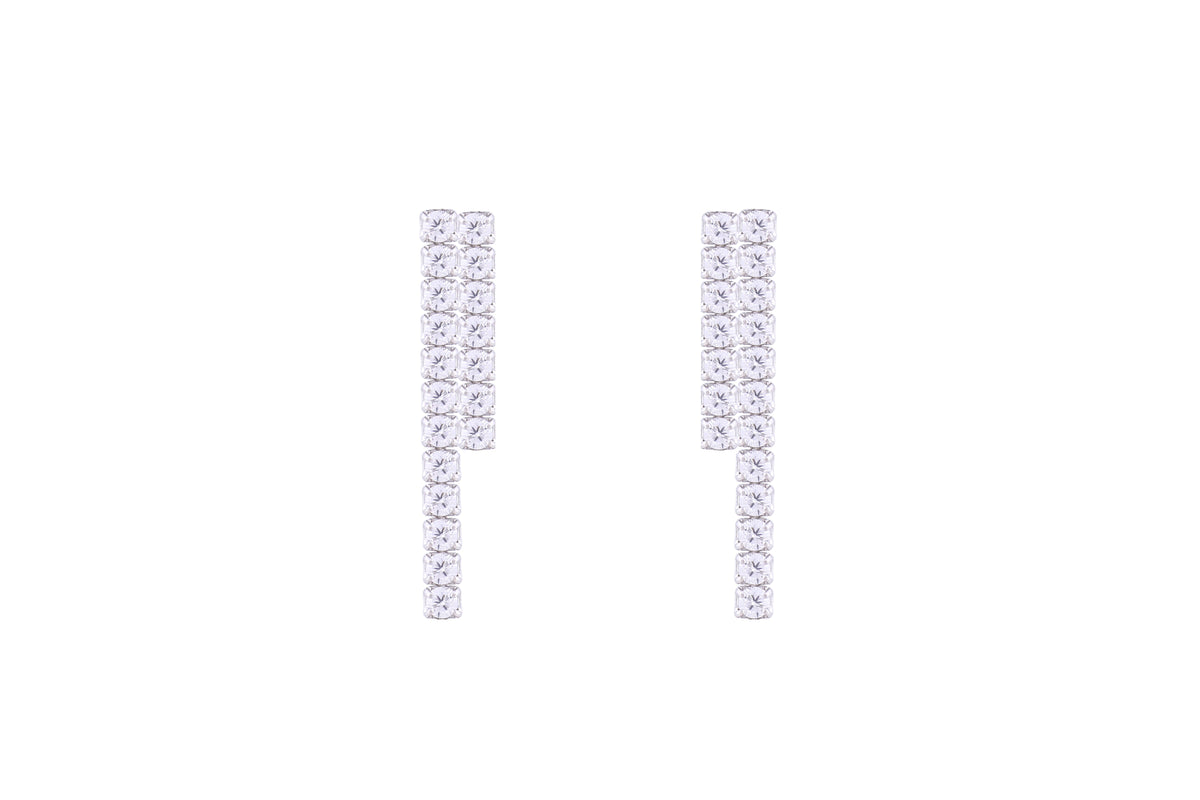 Asfour Crystal Stud Iinear Earrings Inlaid With Zircon In 925 Sterling Silver ED0022