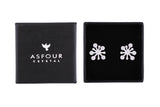 Asfour Crystal Stud Earrings With Art Deco Design In 925 Sterling Silver ED0024