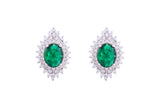 Asfour Crystal Clips Earrings With Emerald Zircon Stones In 925 Sterling Silver ED0028-WG