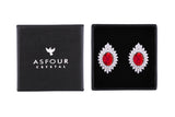 Asfour Crystal Clips Earrings With Red Zircon Stones In 925 Sterling Silver ED0028-WR